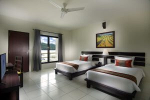 Innenansicht eines Zimmers im Solitude Lembeh Resort, Solitude World, Sulawesi, Indonesien