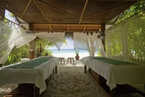 Massagebereich des Filitheyo Island Resort, Faafu Atoll, Malediven