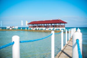 Anleger, Whispering Palms Bungalow Resort, Negros, Philippinen