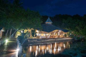 Das Restaurant im Proco Island Bamboo Resort, Halmahera, Indonesien