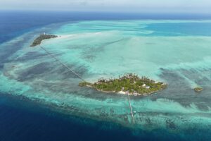 Luftbild des Nunukan Island Resort, Kalimantan Indonesien