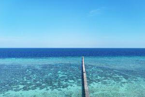 Der Steg des Virgin Cocoa - Tropical Hideaway Island, Kalimantan, Indonesien