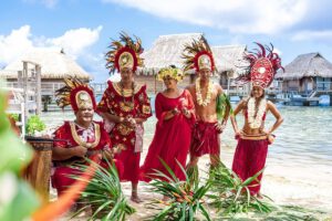 Begrüßung im Manava Beach Resort, Moorea, Franzoesisch Polynesien