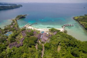 Luftbild des Palau Pacific Resort, Palau, Mikronesien